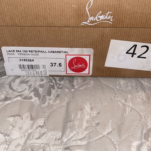 Christian Louboutin heels lace 554 100 Reyes/Paill nude size 37.5 - Picture 2 of 5